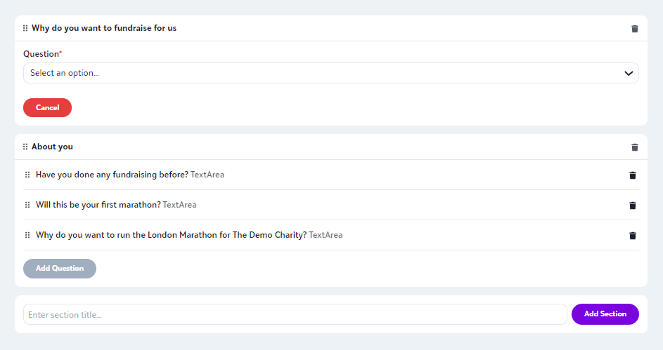 Custom questions Custom questions