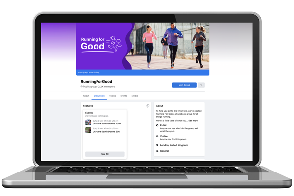 Running for Good FB Group on Laptop Running for Good FB Group on Laptop